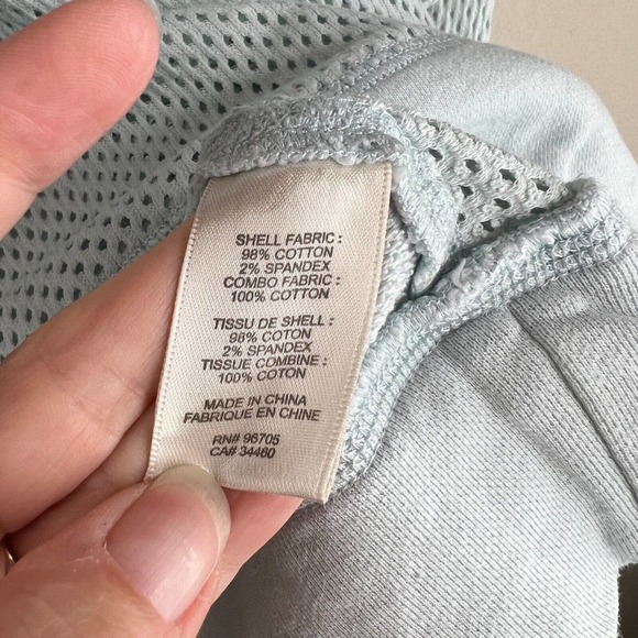 Rebecca Taylor Womens Hoodie Mesh Pullover Size L‎ Light Blue Drawstring - Picture 9 of 12